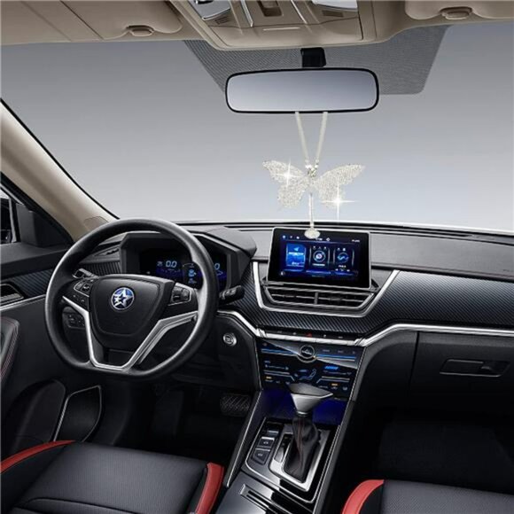 Butterfly Crystal Car Charm Bling Rear View Mirror Hanging Ornament Gift for Wom - Picture 4 of 8